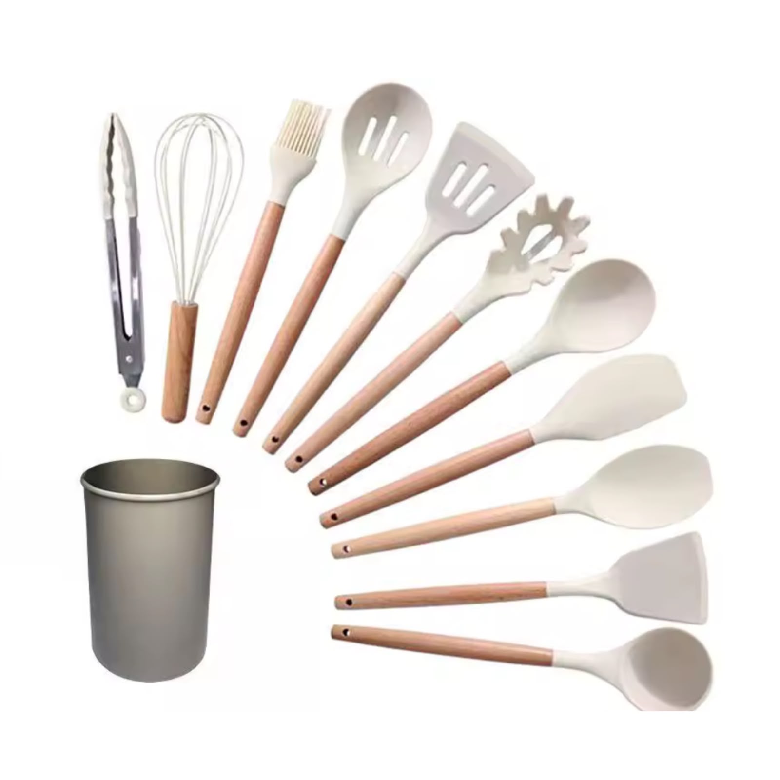 Kit utensílios de cozinha amadeirado